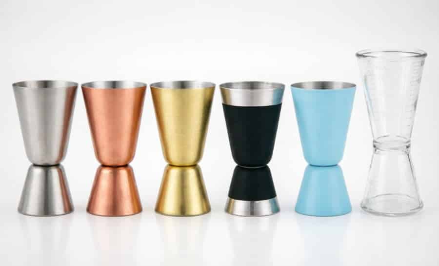 cocktail jigger 304 grade material finish options mirror brushed PVD gold black
