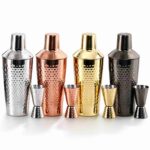Hammered 2-Piece Cocktail Shaker Set in Mirror Polish, Rose Gold, Gold Plated and Black Finish - Color Options