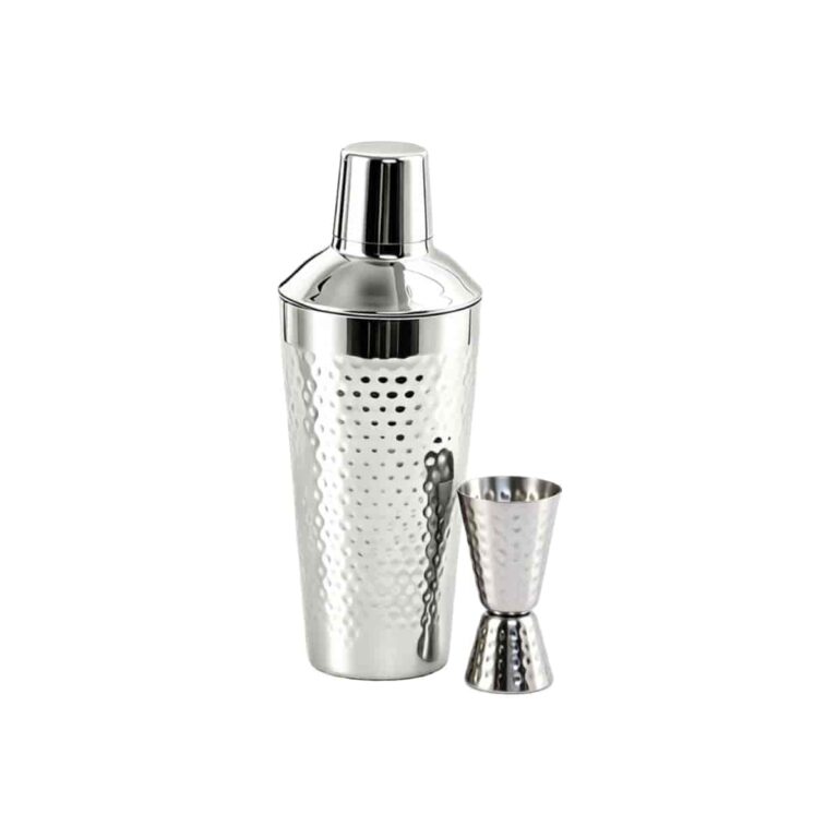 Hammered 2-Piece Cocktail Shaker Set Supplier - Premium Stainless Steel Cobbler Shaker with Matching Jigger
