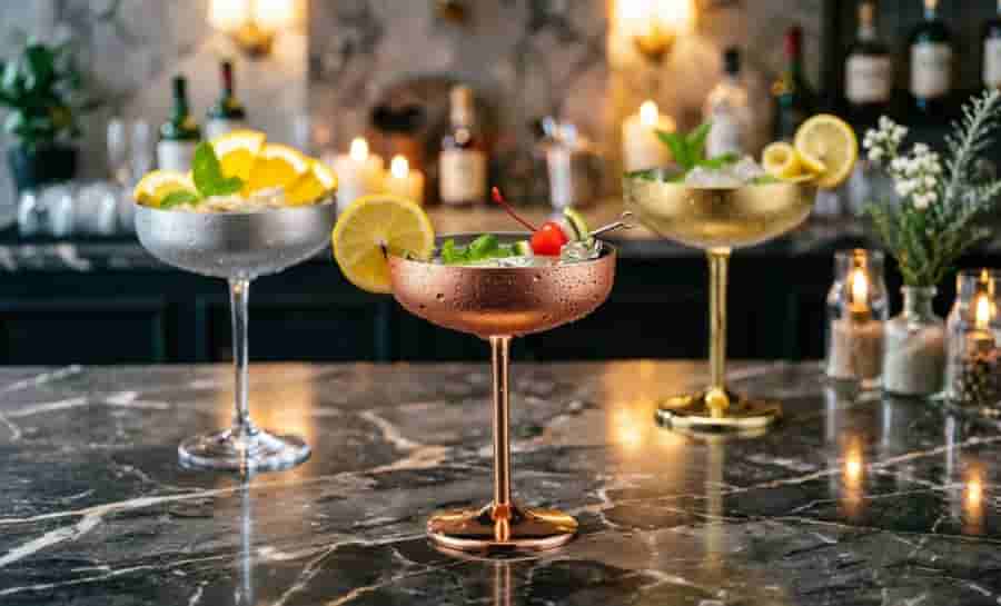 Stainless Steel Cocktail Glasses: Types, Benefits & Wholesale Buyer's Guide 3 stainless steel coupe glass 304 rounded shallow bowl stem cocktail stemware wholesale