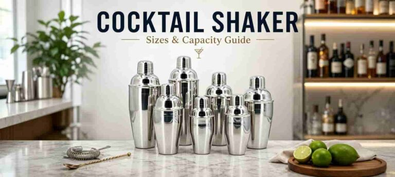 cocktail shaker sizes capacity guide 300ml to 800ml stainless steel comparison chart