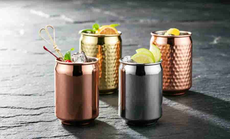 can shaped stainless steel cup hammered mirror finish wholesale cocktail tumbler bar retail