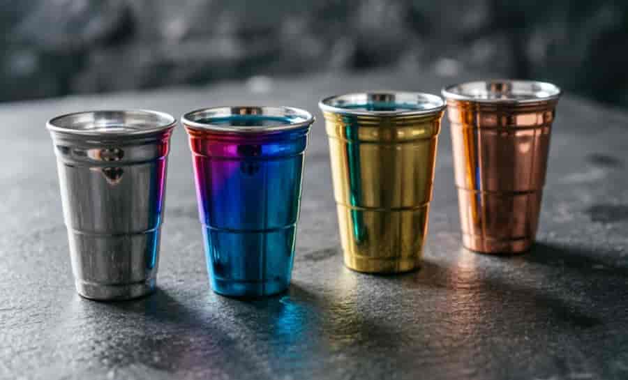 ribbed stainless steel cup tiered tumbler wholesale contemporary bar drinkware retail