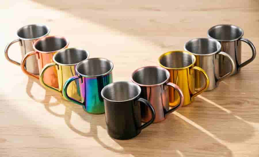 stainless steel mug finish options copper hammered PVD color gold black rose gold wholesale